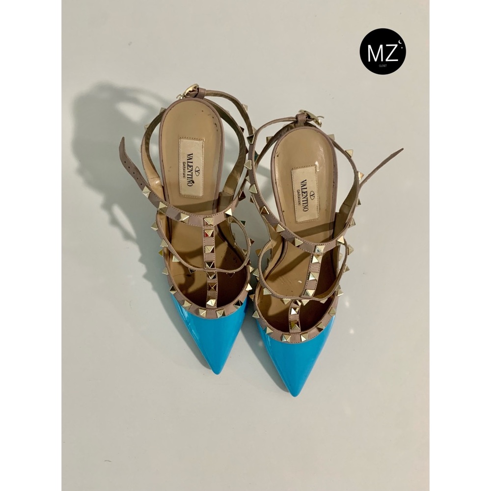 Valentino Rockstud Patent T-Strap Pumps